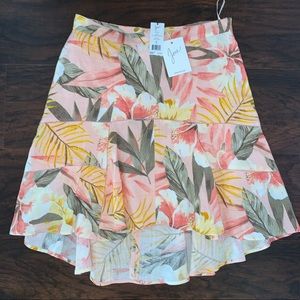 NWT Joie Radhiya Pink Linen High Low Skirt 8